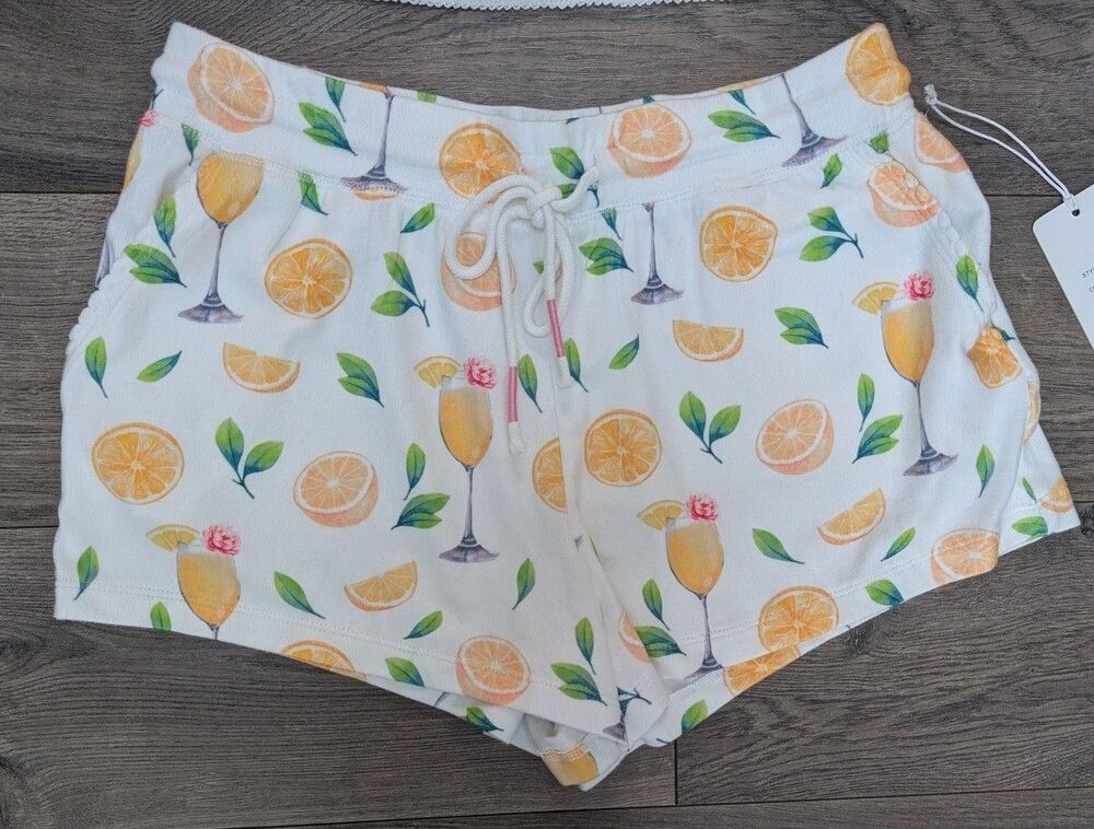 P.J. Salvage Womens Lounge Citrus Mimosa Print Shorts Sz S